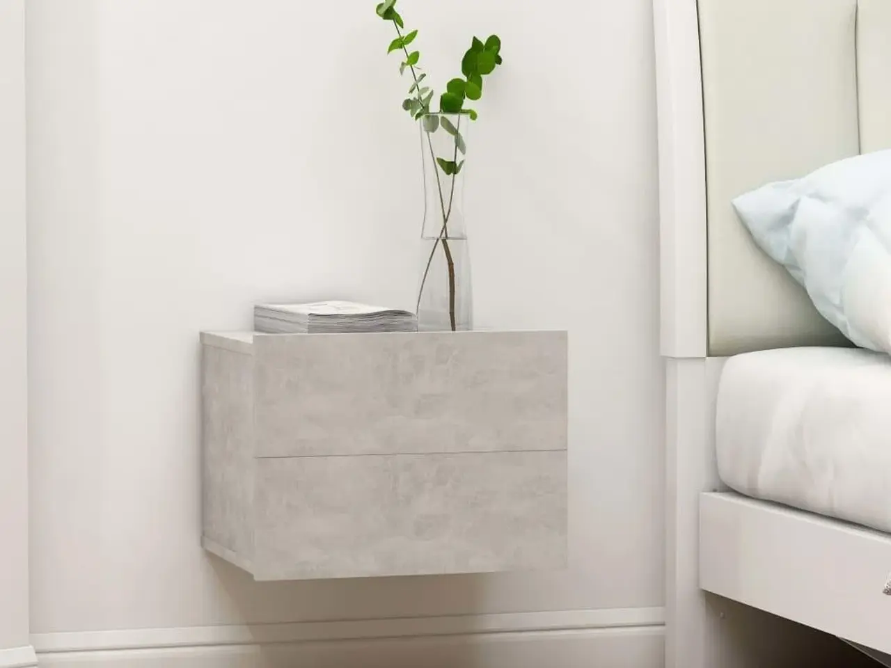 Billede 1 - Sengeborde 2 stk. 40x30x30 cm konstrueret træ betongrå