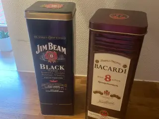 BACARDI og Jim BEAM BLACK blikdåser sælges.