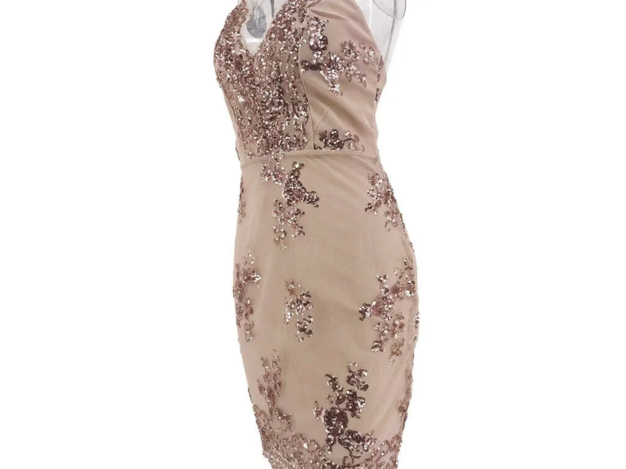 Billede 4 - Kjole,m.sequin- Farve:nude/m.gold Palietter/S+M