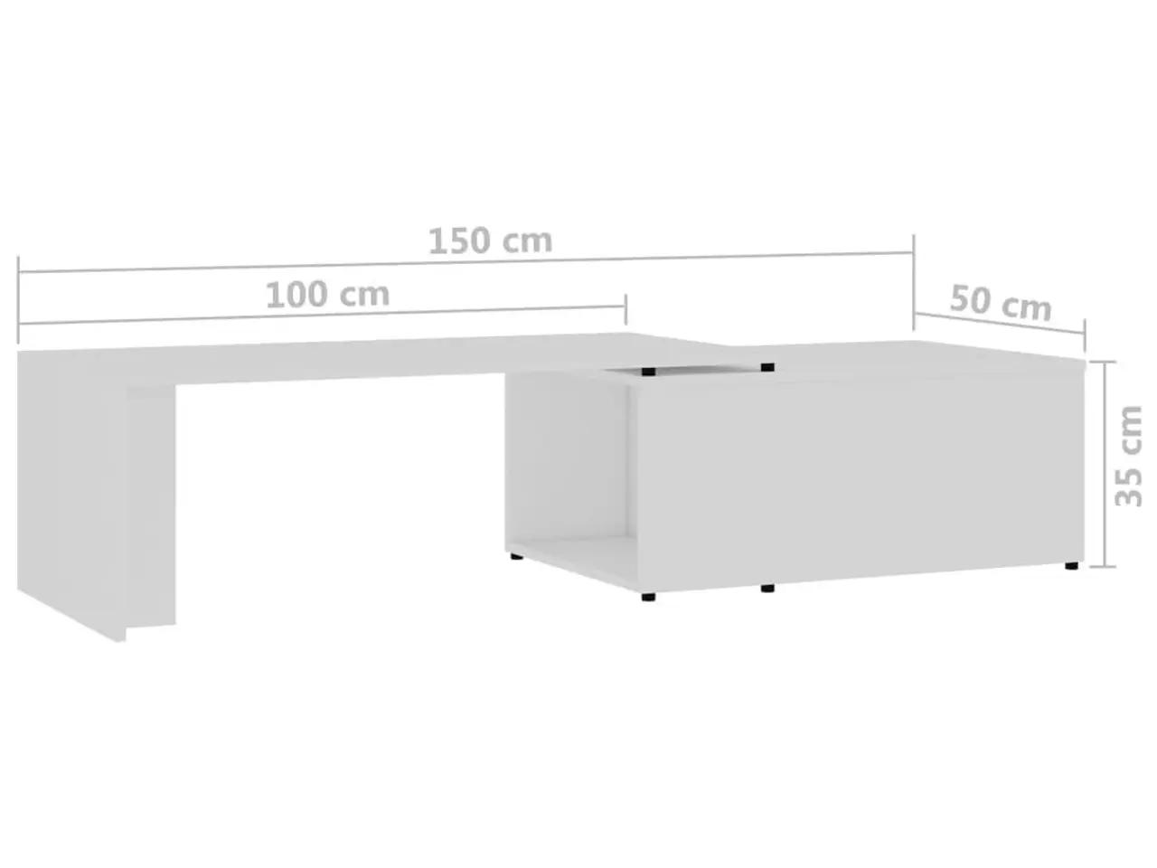 Billede 9 - Sofabord i hvidt konstrueret træ - 150 × 50 × 35 cm