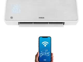 N’OVEEN HC3299 Tuya WiFi SMART varmegardin med LED og fjernbetjening - 2.000 W vægmonteret konvektor