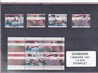 Danmark - Miniark 1291 + enkeltmærker - Stemplet