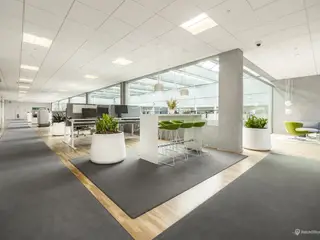 Moderne kontormiljø med udsigt, dagslys og fleksible arbejdszoner