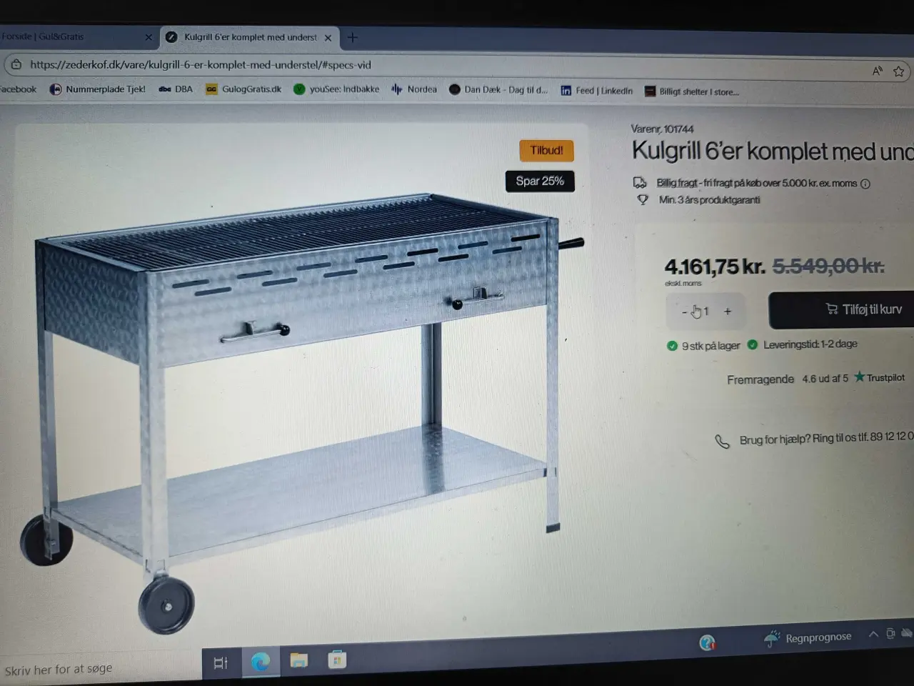 Billede 1 - Stor proff kulgrill 