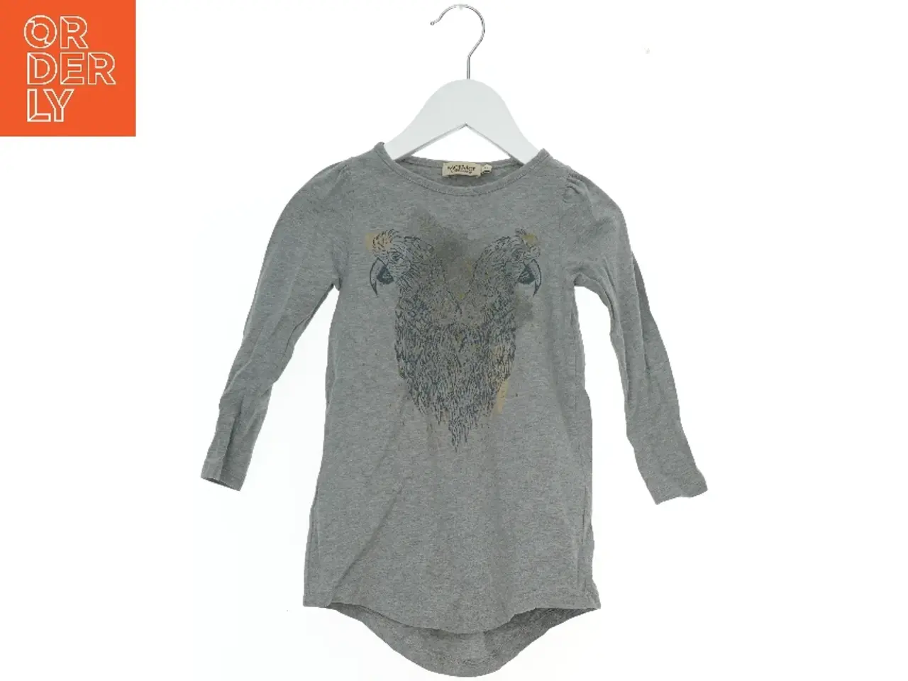 Billede 1 - Langærmet grå bluse med papegøjer print fra MarMar (str. 98)