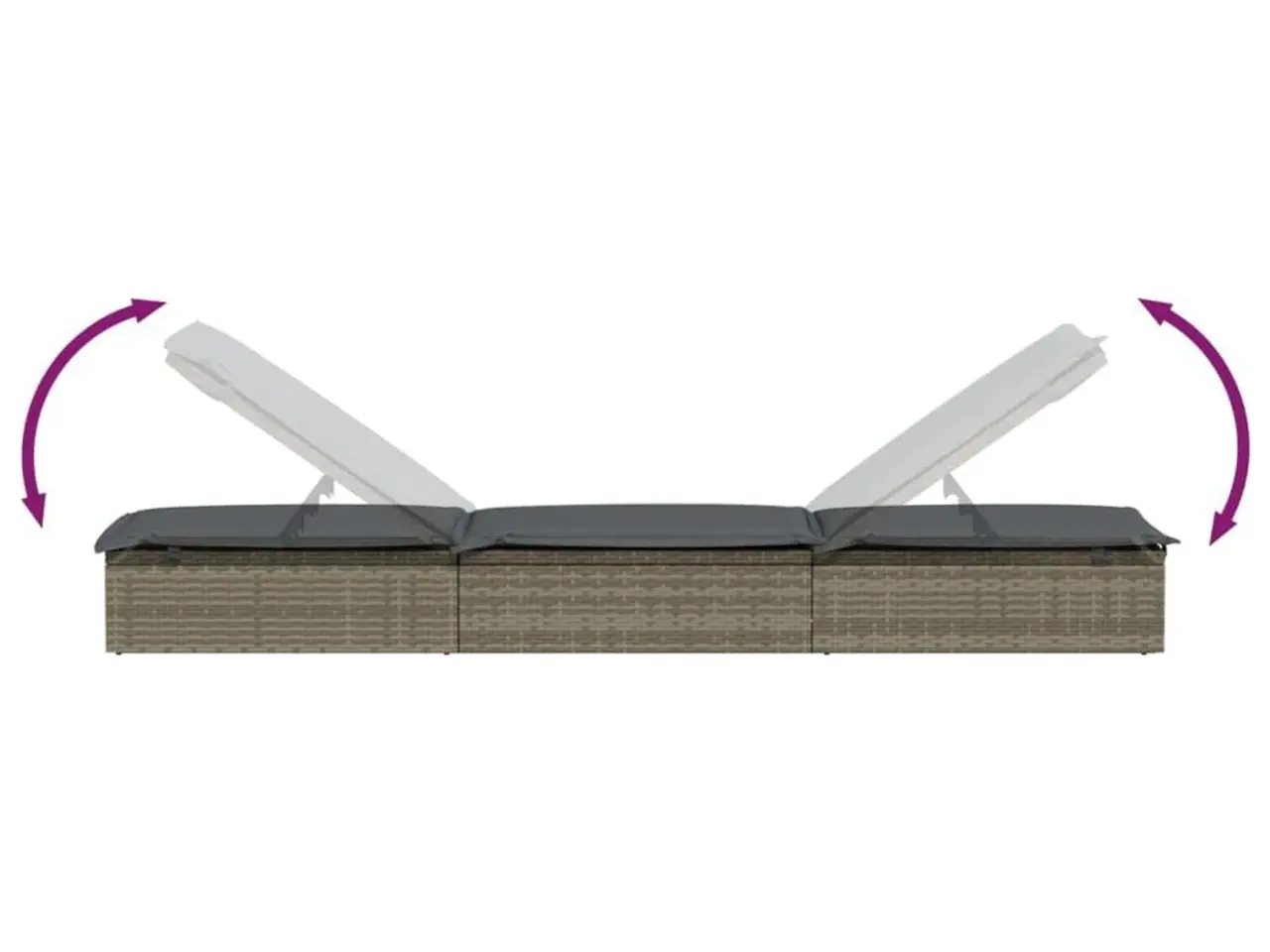 Billede 7 - Liggestol 1 stk. med hynde 201x55x62 cm polyrattan grå