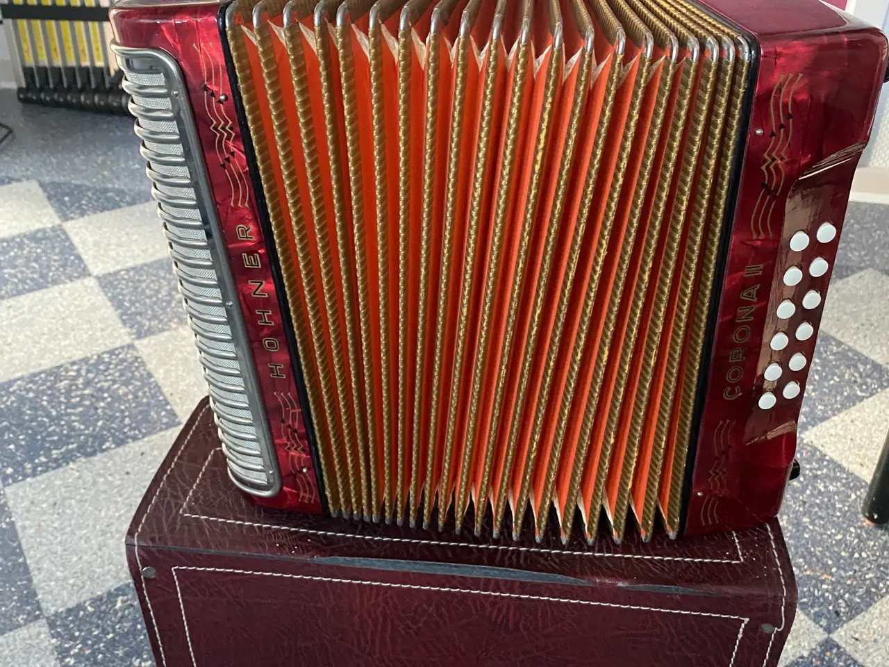 Billede 2 - Flot diatonisk harmonika, Hohner Corona II,C-F-G