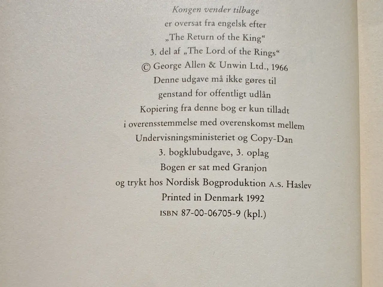 Billede 2 - Ringenes Herre 3 Kongen v. tilbage af Tolkien 1992