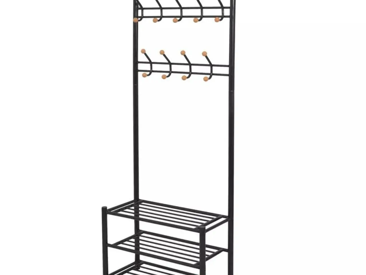 Billede 1 - Knagerække med skoopbevaring - 68 × 32 × 182,5 cm - sort stål