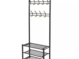 Knagerække med skoopbevaring 68 x 32 x 182,5 cm sort