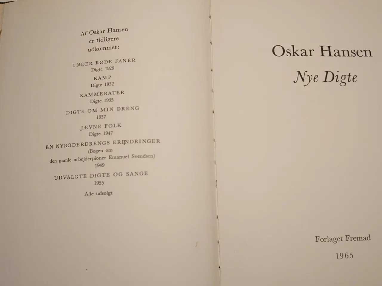 Billede 4 - Oskar Hansen: Nye Digte (signeret fra 1965).