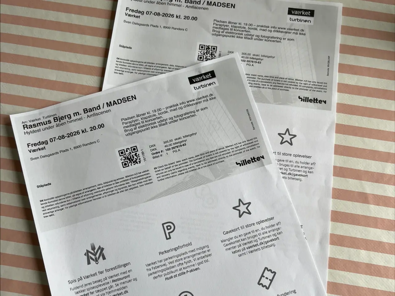Billede 1 - 2 stk. billetter til koncert m/ Madsen i Randers