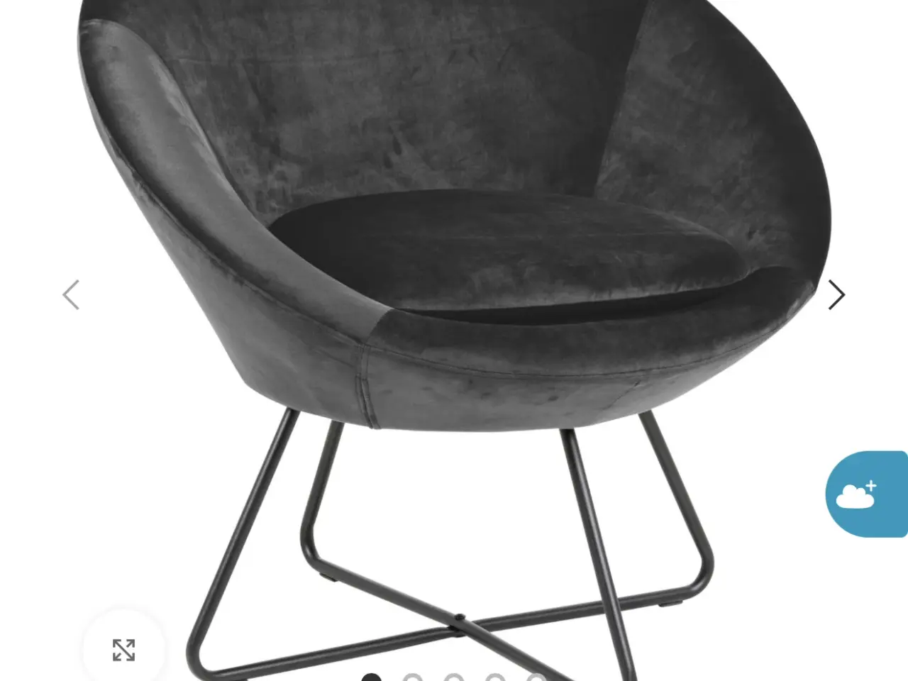 Billede 6 - Grå velour loungestol / lænestol