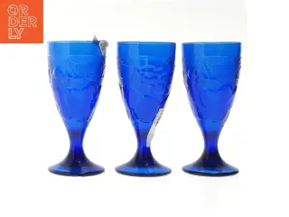 Blå glas til isdesserter (str. 3 styk, 17,5 cm)