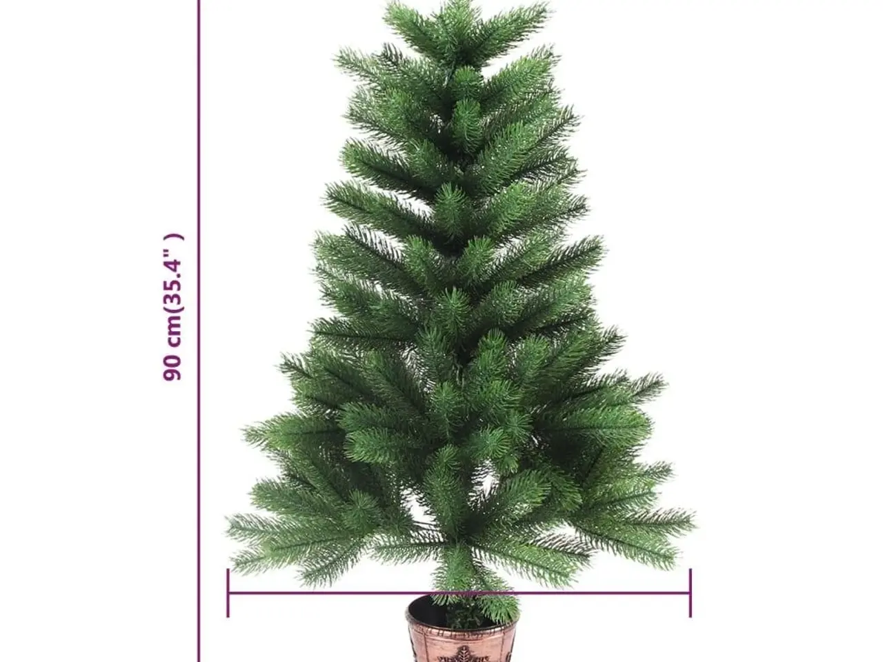 Billede 7 - Kunstigt juletræ med naturtro nåle og krukke - 90 cm, grøn