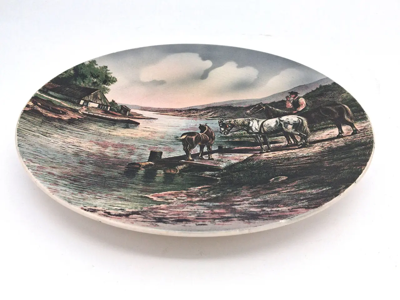 Billede 4 - Antik Villeroy & Boch vægplatte – heste og rytter