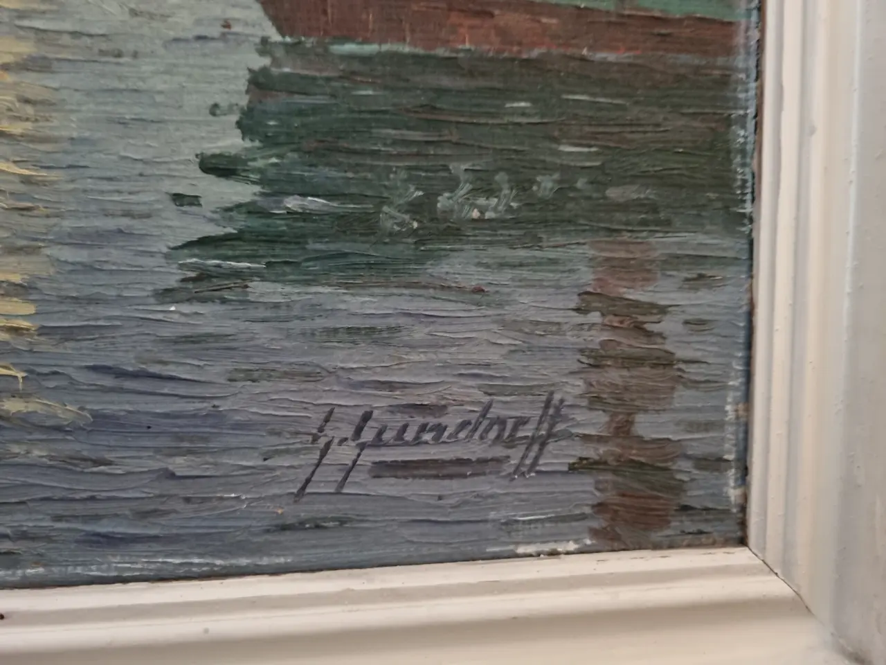 Billede 3 - Oliemaleri - Gilleleje havn (impressionistisk)