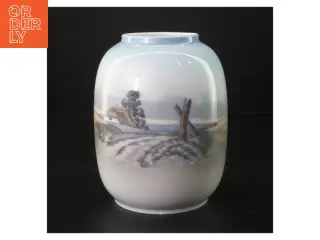 Håndmalet Lyngby Porcelænsvase (str. H 17 cm)