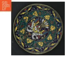 Dekorativ Cloisonne emaljeret messing Fad (str. Ø. 12 cm)