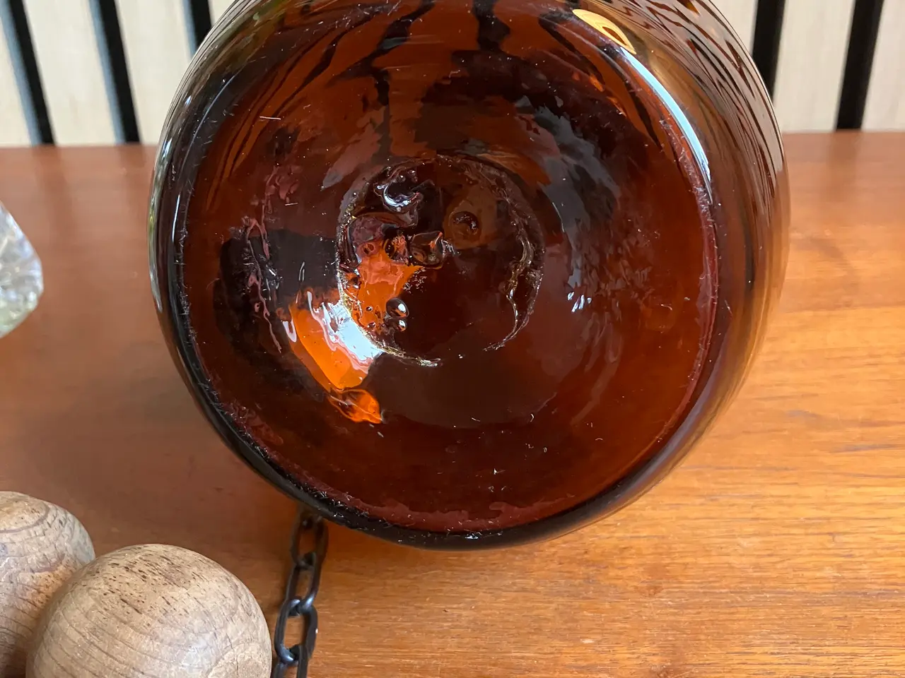 Billede 6 - Vintage glaskaraffel i ravfarvet glas