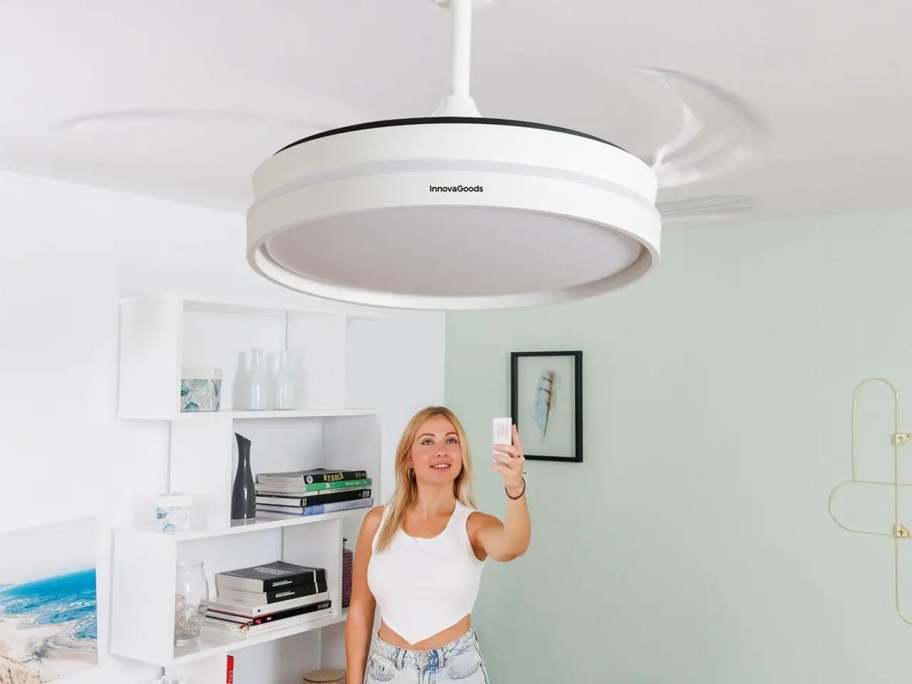 Billede 20 - Loftventilator med lys - hvid/transparent (OUTLET B)