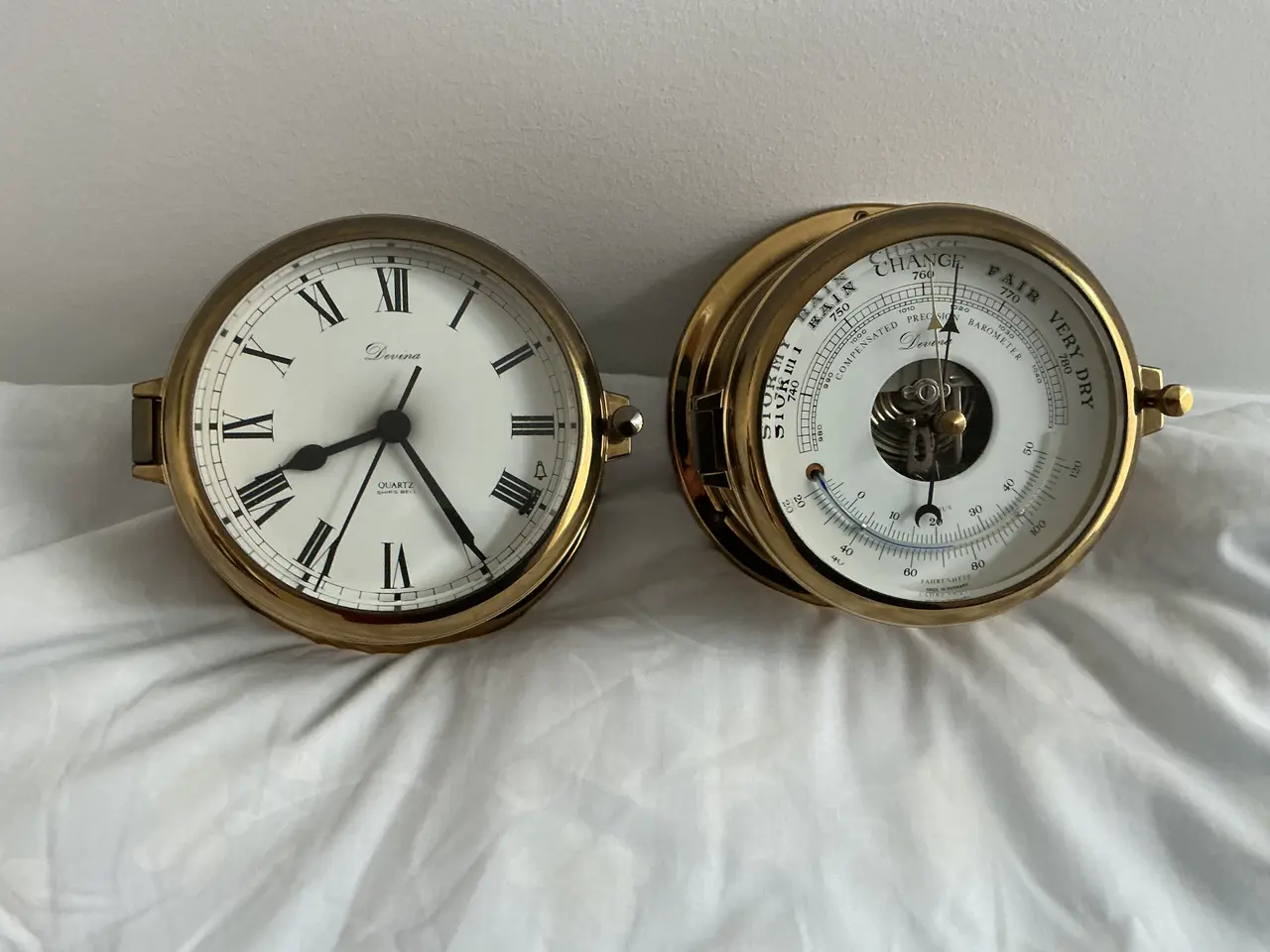Billede 3 - Skibsur og barometer i messing - GIV ET BUD