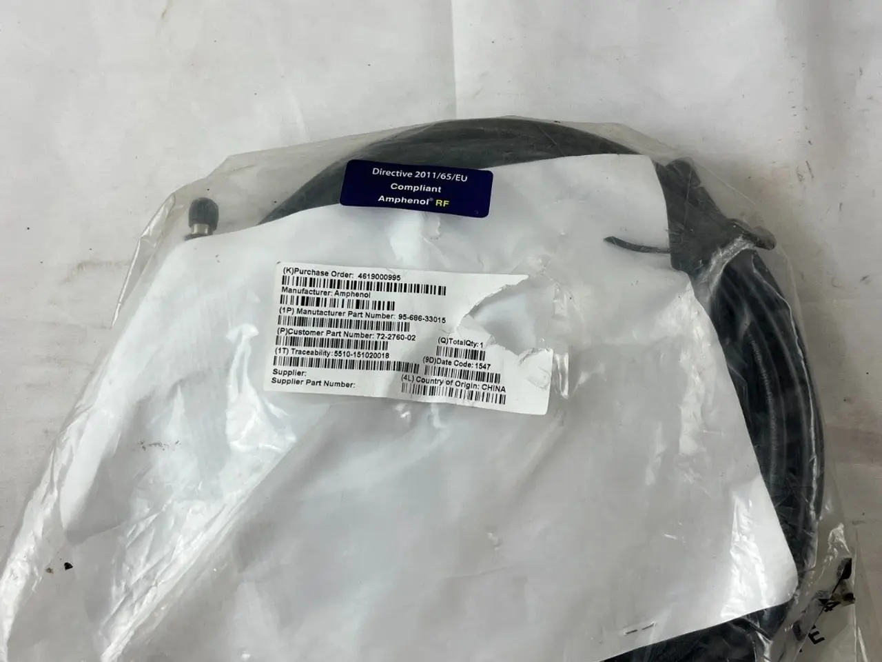 Billede 3 - Amphenol RF 95-686-33015 Coaxial kabel Assembly