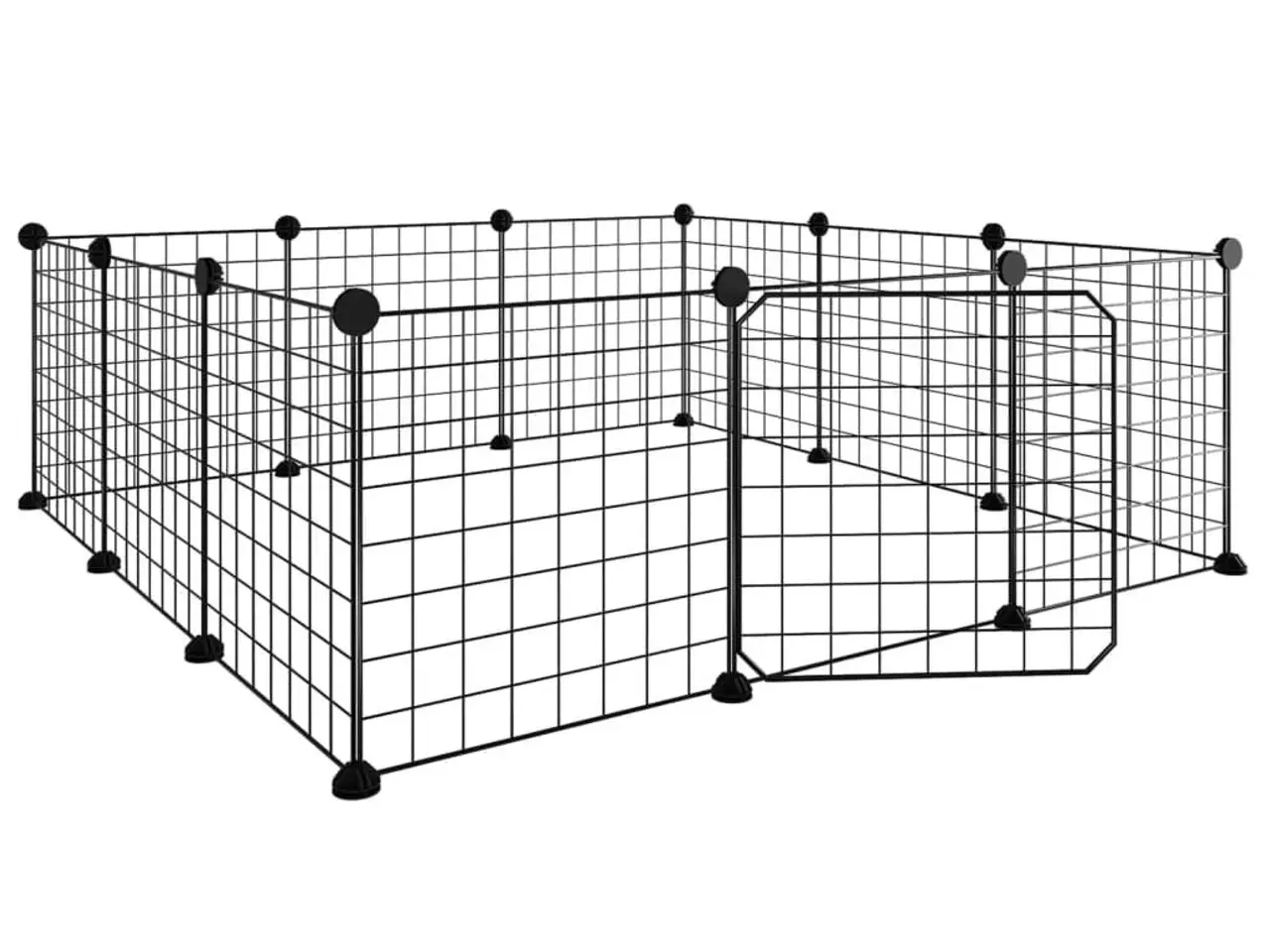 Billede 4 - Kæledyrsbur med 12 paneler og dør sort 35x35 cm stål