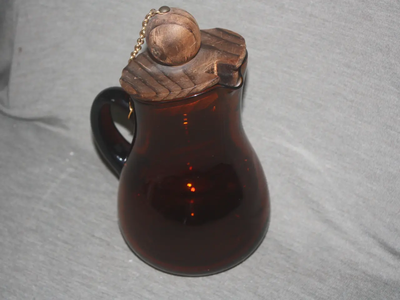 Billede 4 - Glas kande med trælåg højde 25 cm