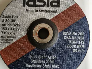 Skæreskiver 180 mm til rustfri og stål 10 stk 