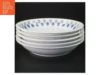 Blå dråbe fra lyngby poecelæn .Sæt med 5 dybe tallerkener (str. 5 styk, ø 20,5 cm)