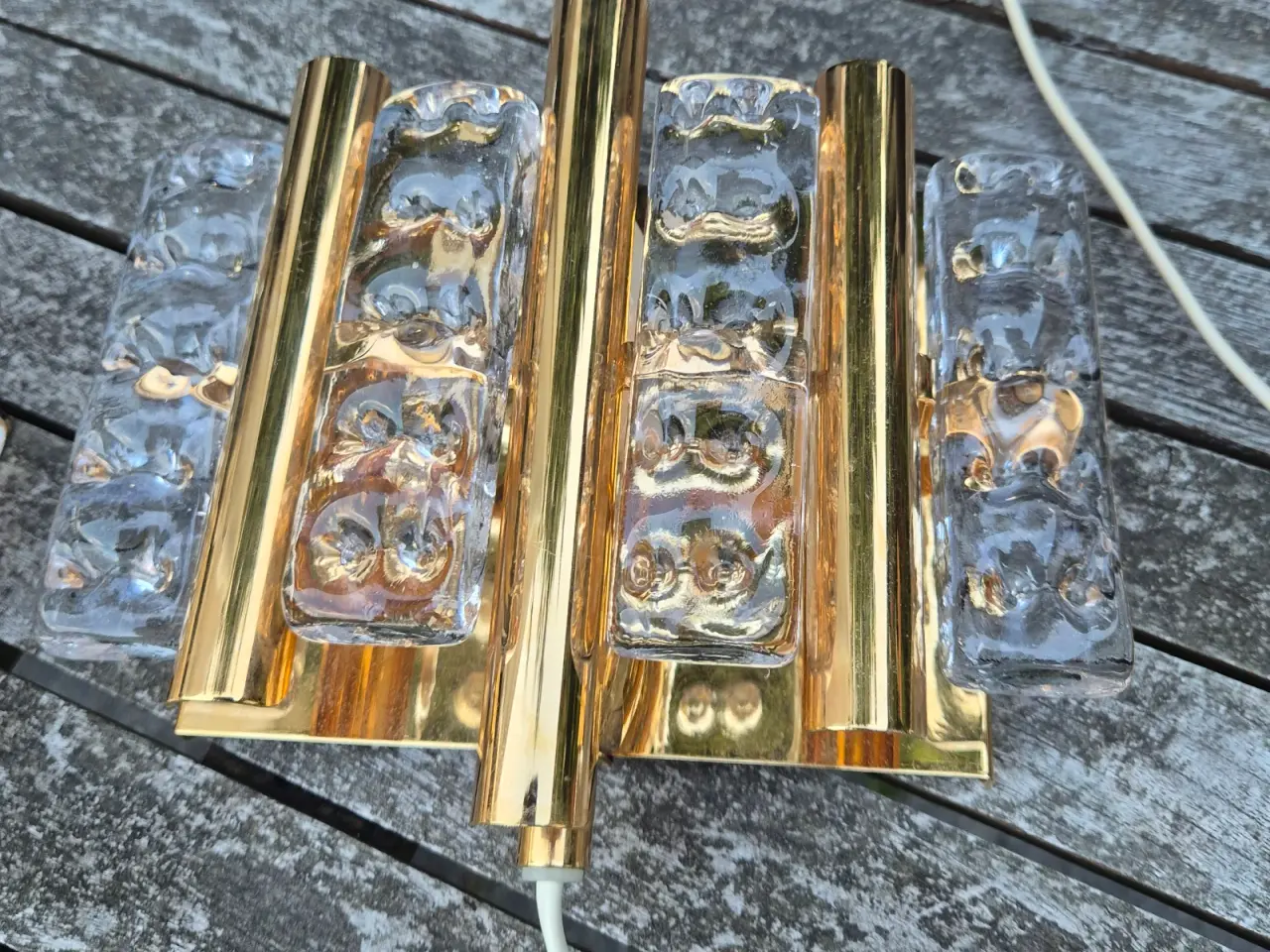 Billede 2 - Herlige svenske væglamper i glas og messing