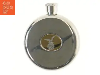Rund lommelærke i metal (str. Ø 8 cm)