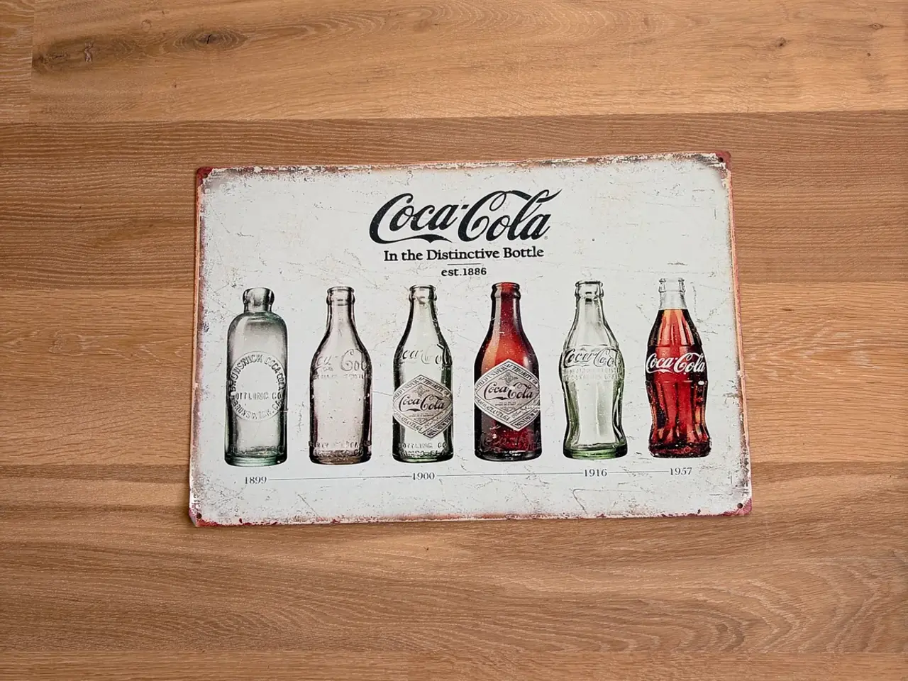 Billede 1 - Coca-Cola retro skilt, flaskernes evolution