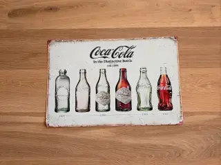 Coca-Cola retro skilt, flaskernes evolution