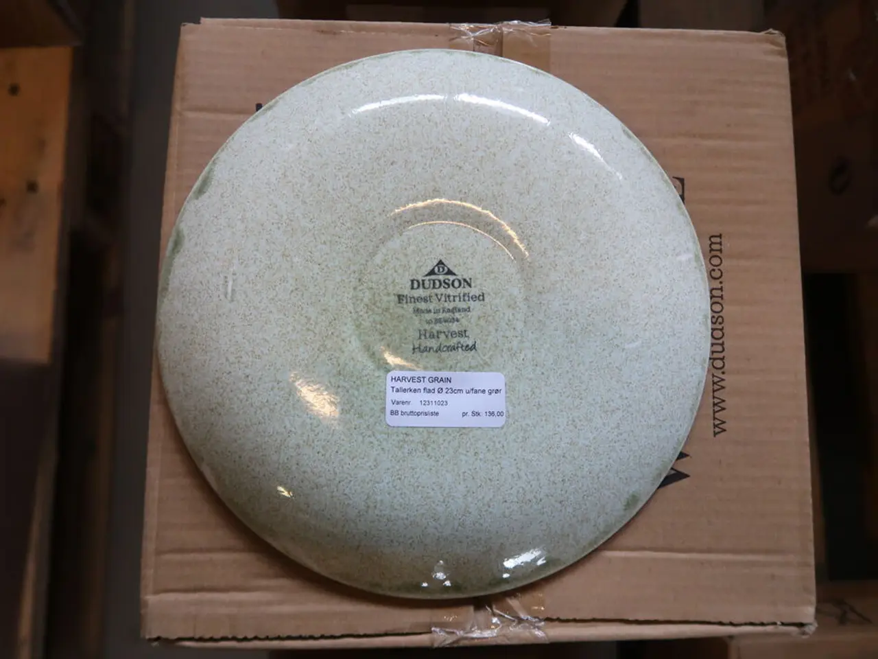 Billede 3 - 29 stk. Dudson Harvest Grain flad tallerken uden fane, grøn, ø23 cm