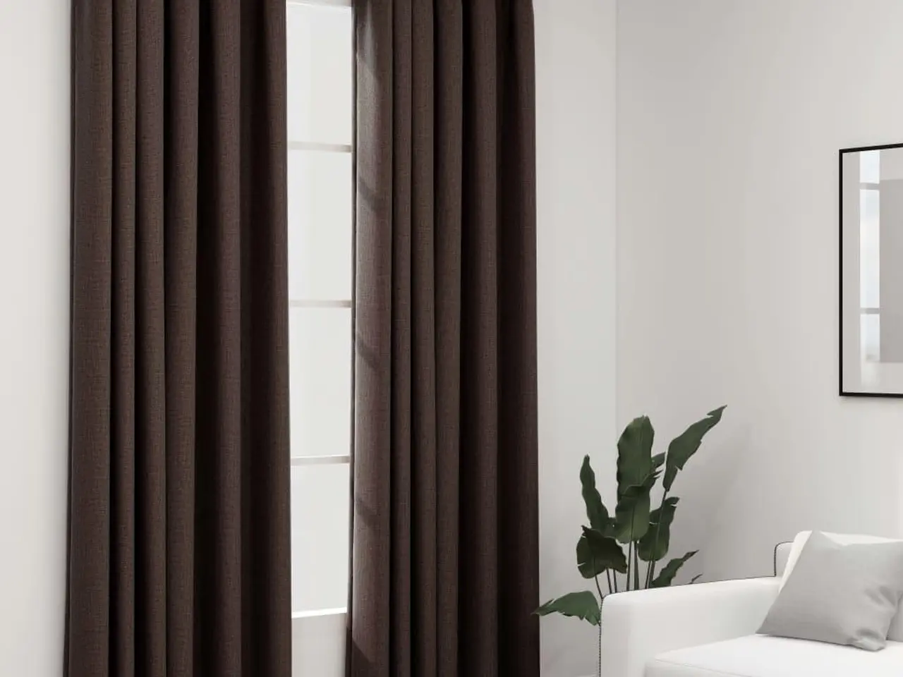 Billede 1 - Mørklægningsgardiner m. krog 2 stk. hør-look 140x245 cm gråbrun