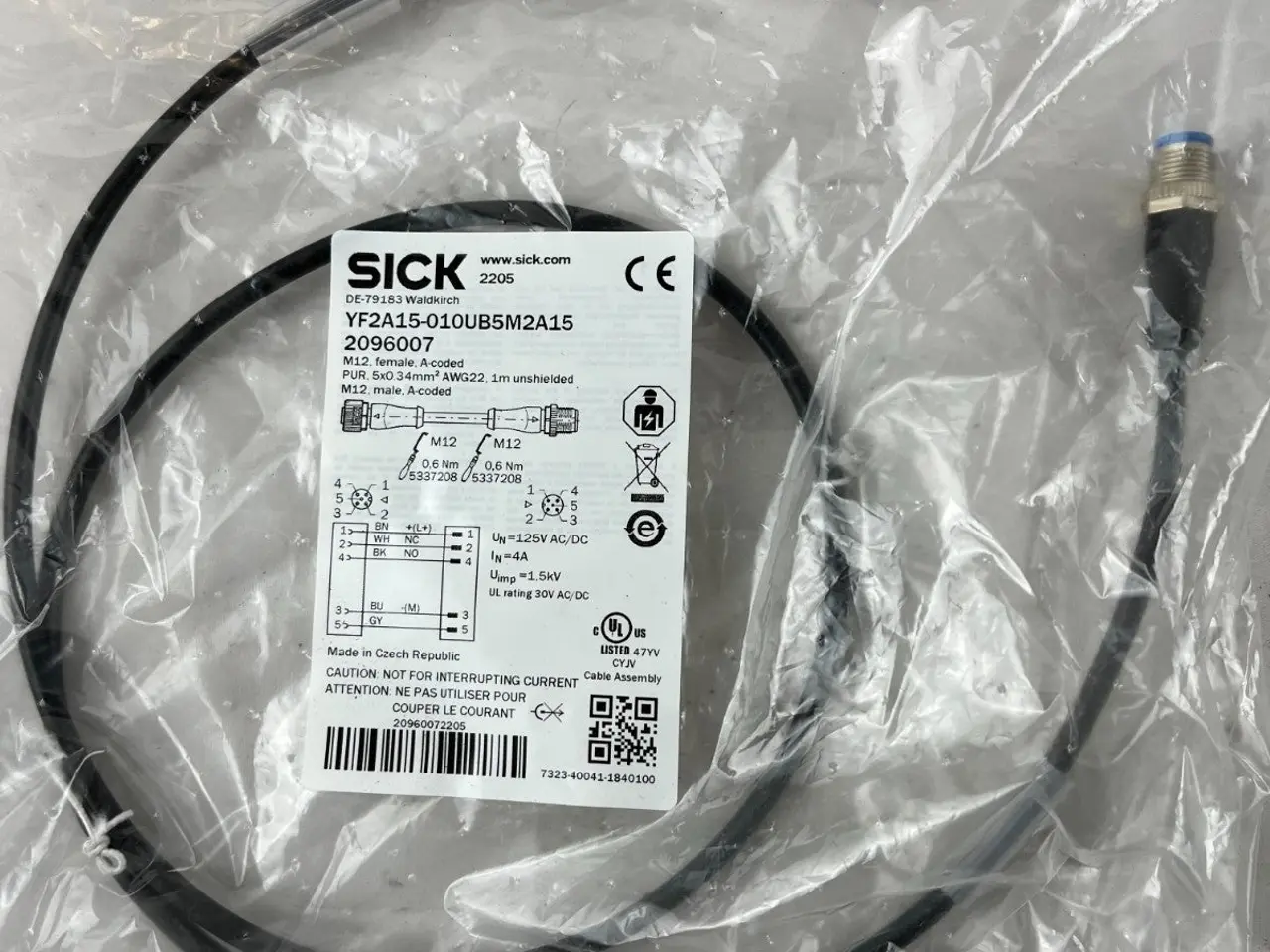 Billede 2 - SICK YF2A15-010UB5M2A15 M12 Sensor kabel 1m 5-Pin