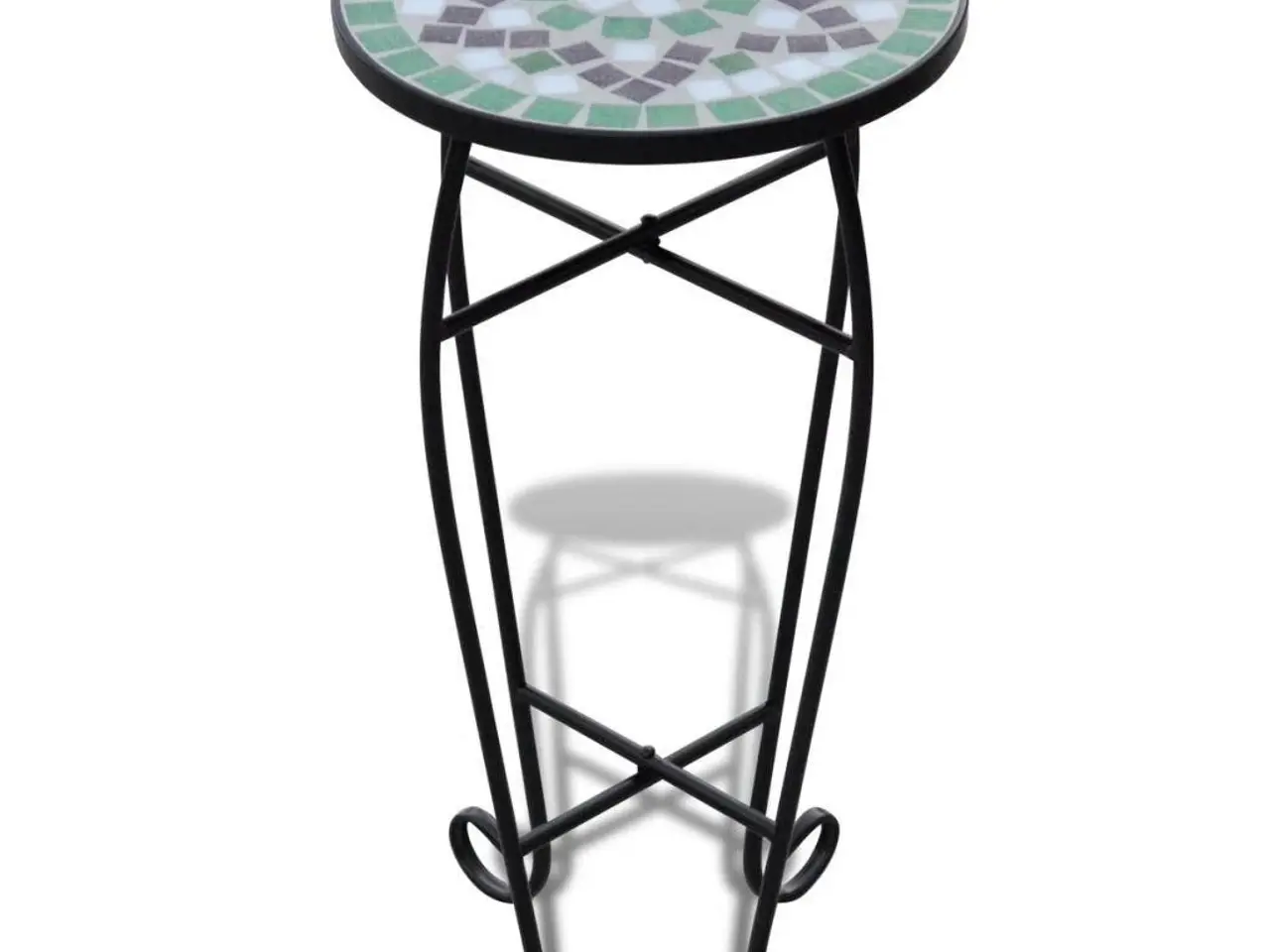 Billede 2 - Mosaik plantebord - grøn/hvid, Ø30 × H60 cm