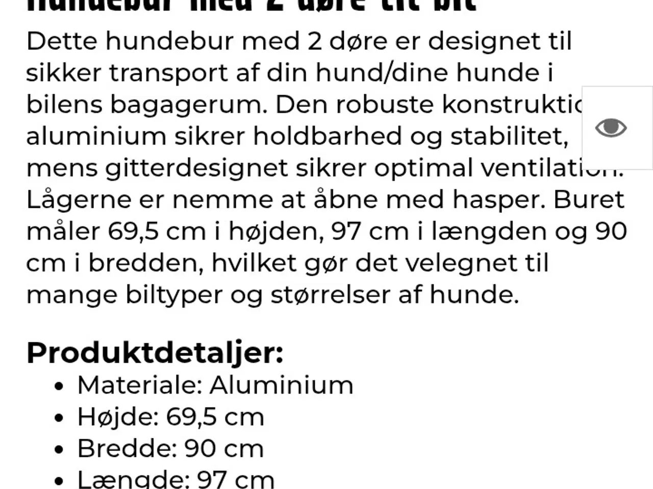 Billede 2 - Transport bur til hund