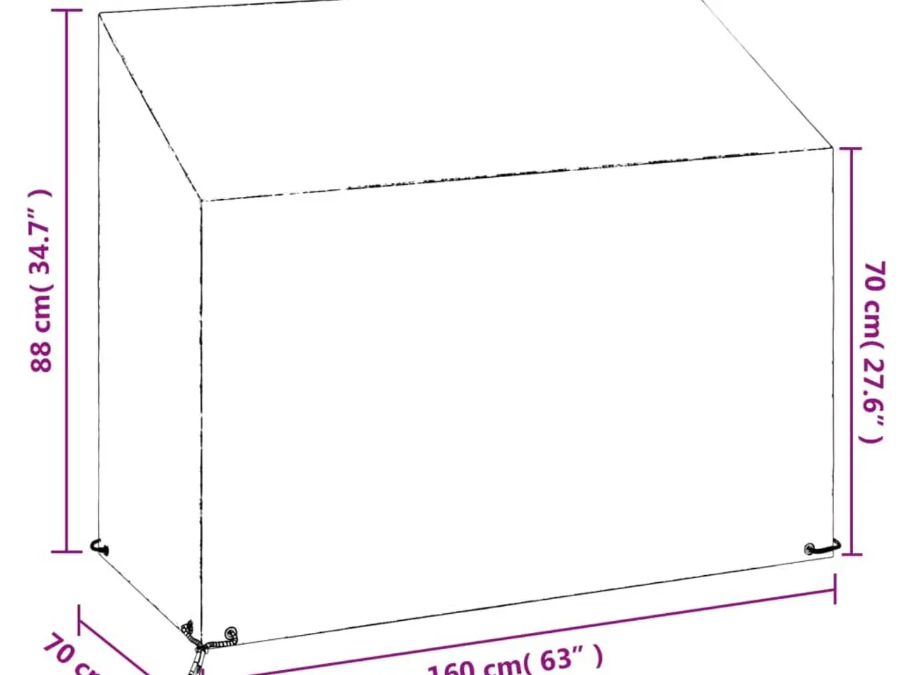 Billede 9 - Overtræk til havebænk 160 x 70 x 70/88 cm - sort