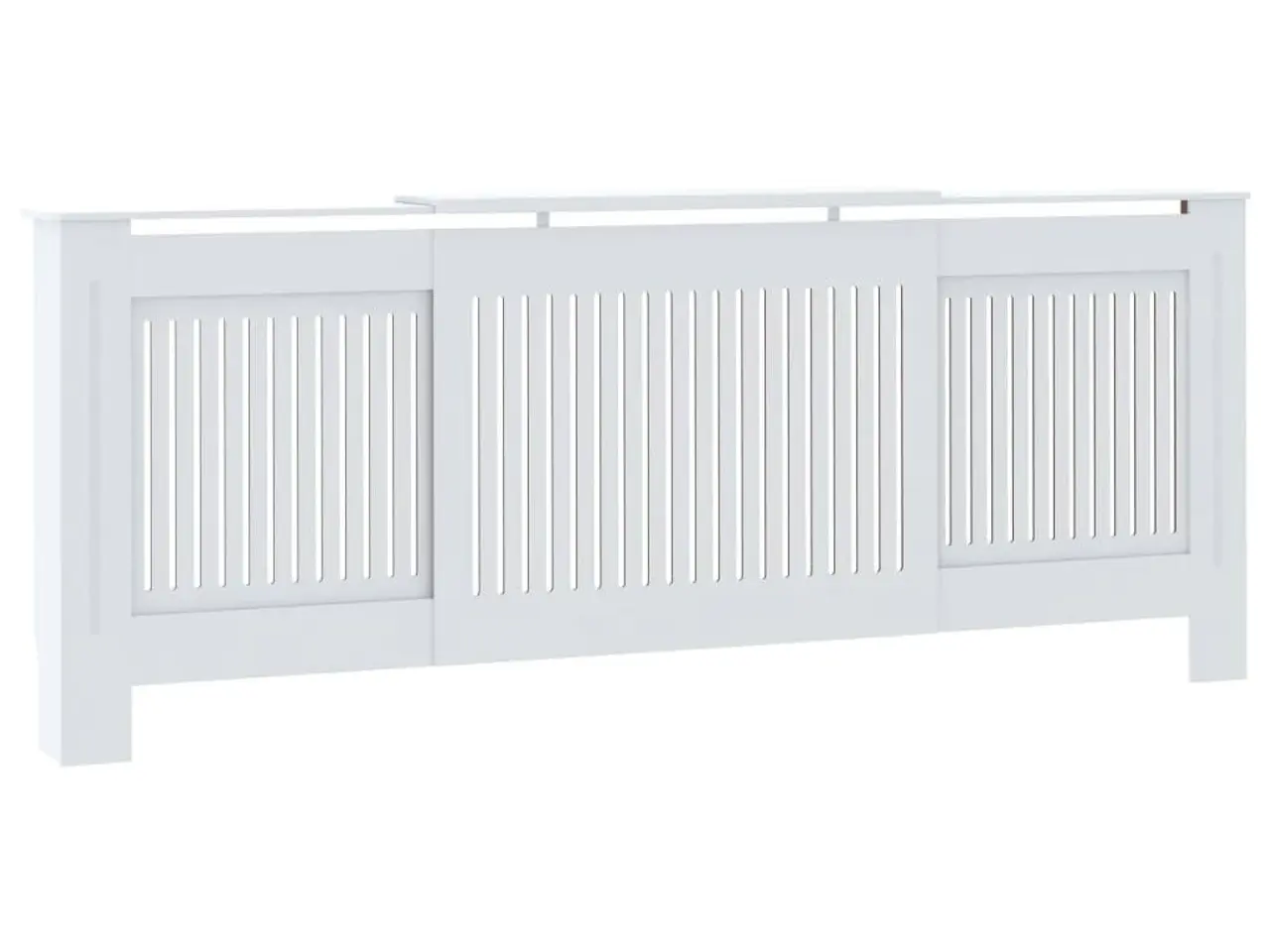 Billede 2 - Radiatorskjuler 205 cm i hvidt konstrueret træ - justerbar