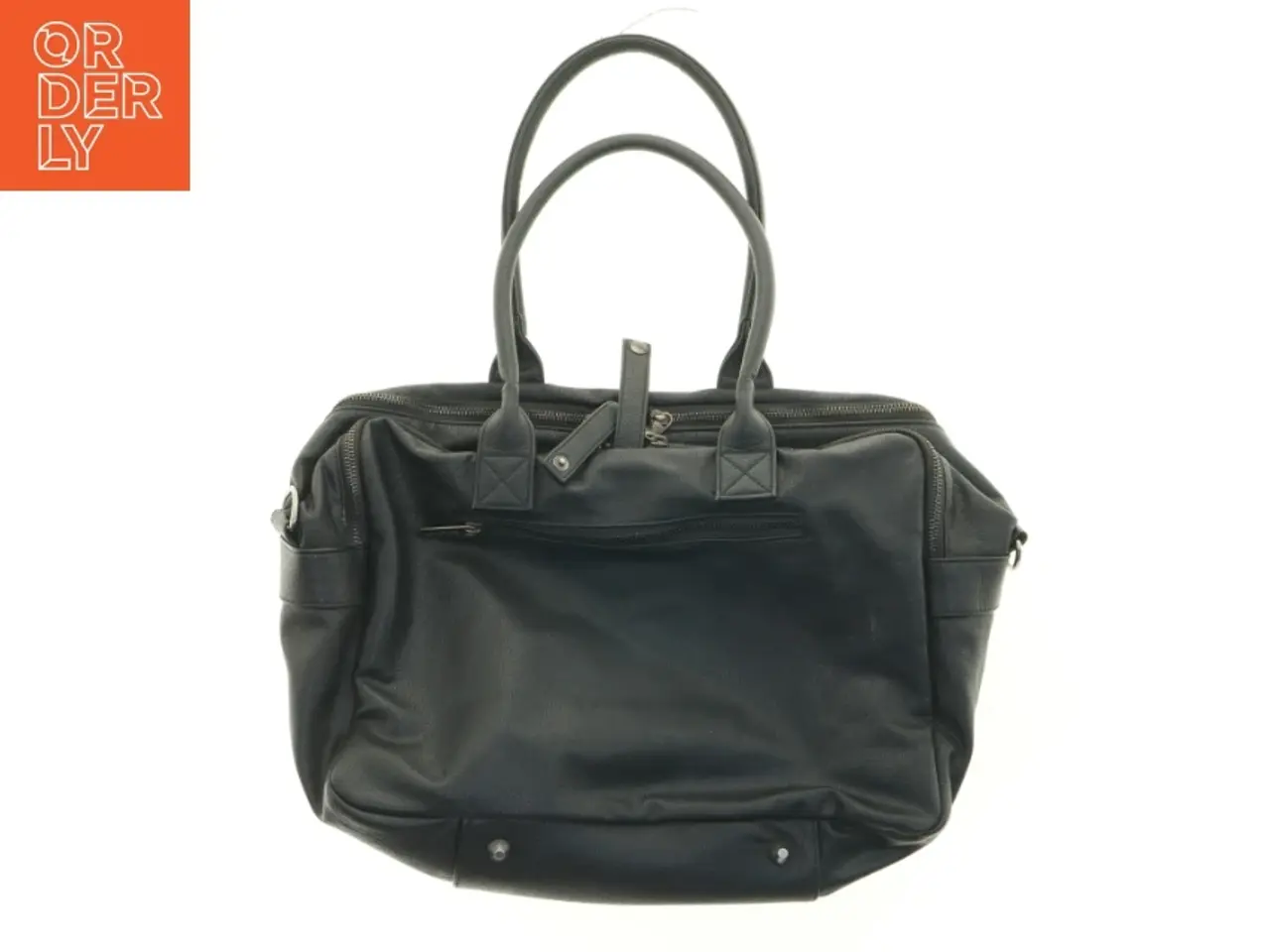 Billede 2 - Sort læderpusletaske (str. 47 x 24 x 18 cm)