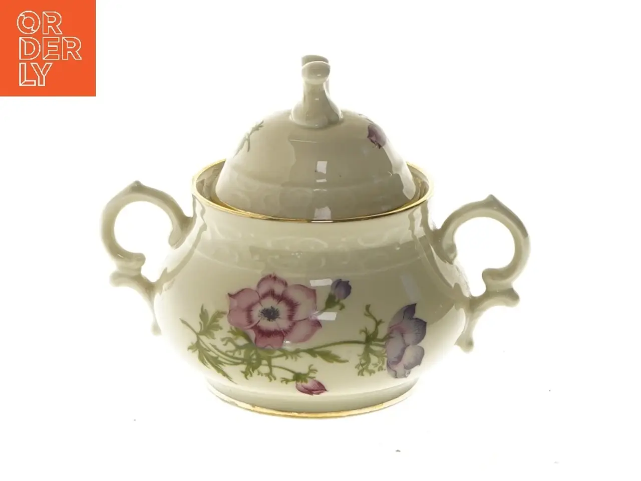 Billede 1 - Porcelæn sukkerskål med låg (str. 13 cm)