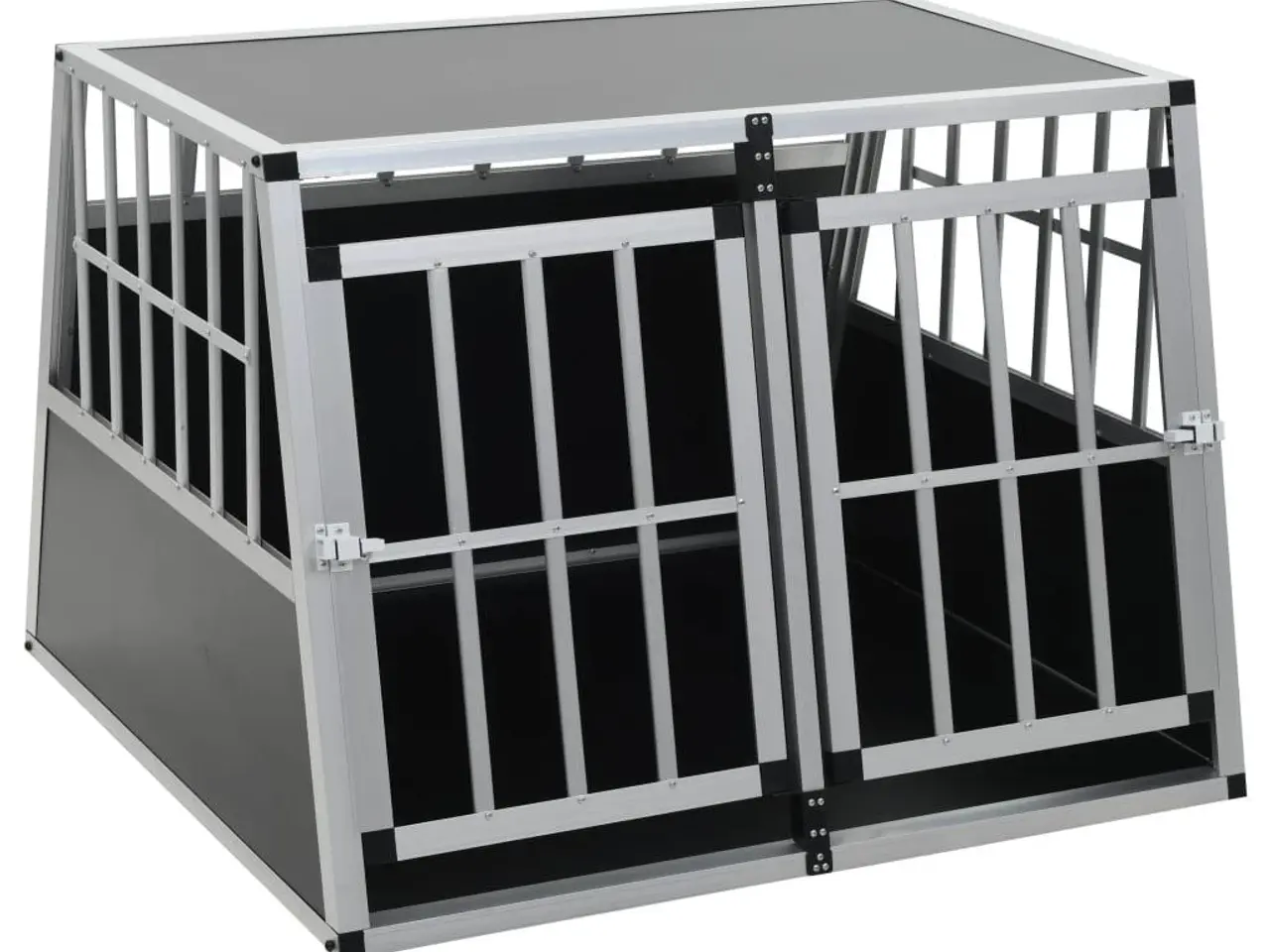 Billede 2 - Hundebur til bil med dobbelt dør - aluminium/MDF, 94 × 88 × 69 cm