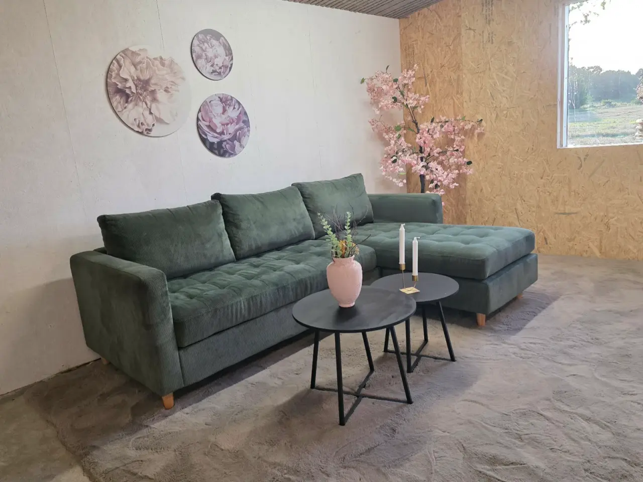 Billede 1 - Smuk grøn chaiselong sofa
