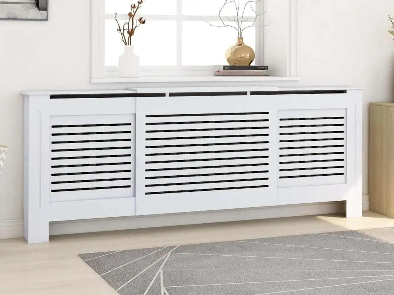 Billede 1 - Radiatorskjuler 205 cm i MDF - hvid, justerbar