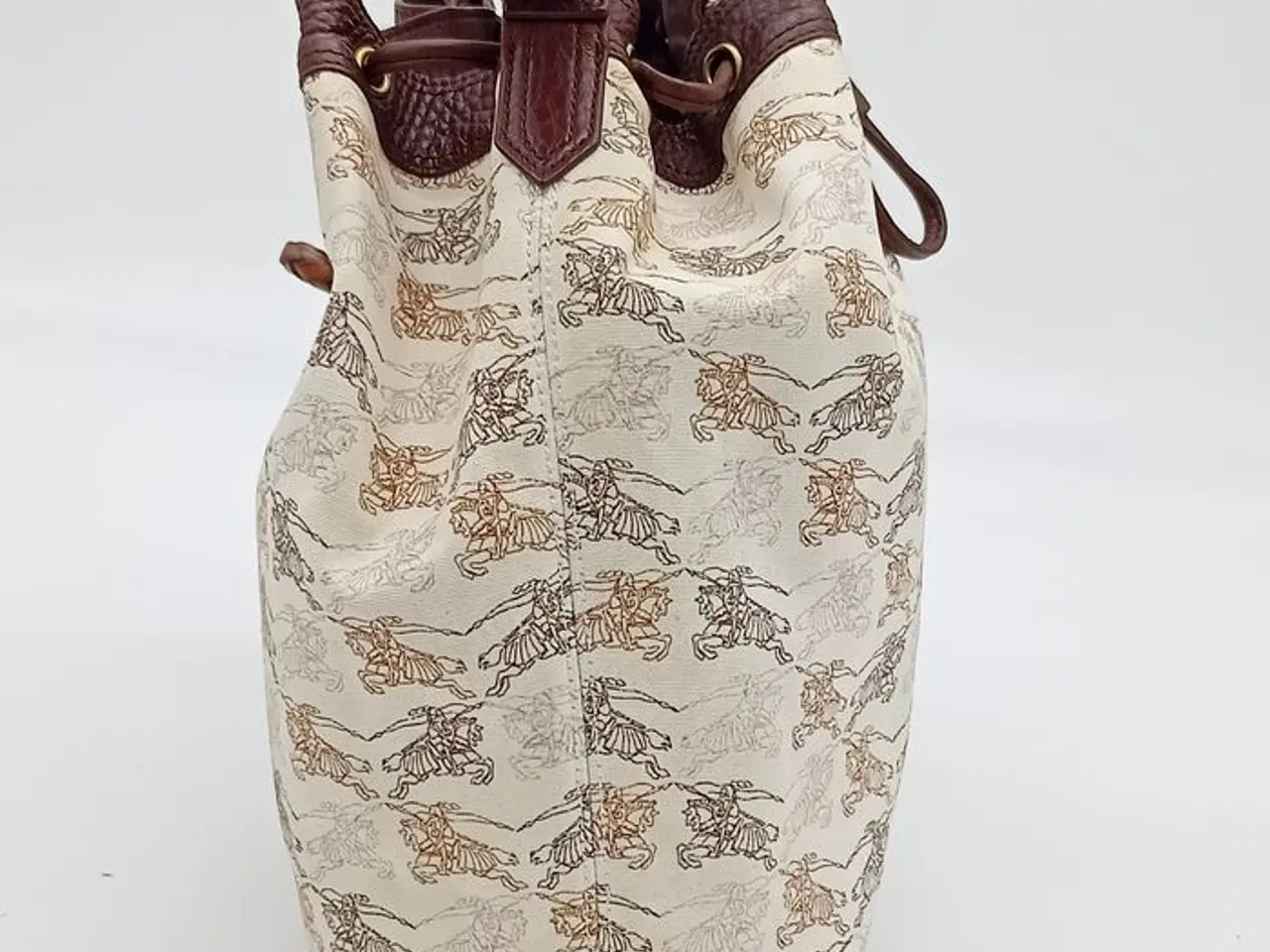 Billede 1 - Burberry Taske af lyst print lærred og brunt skind