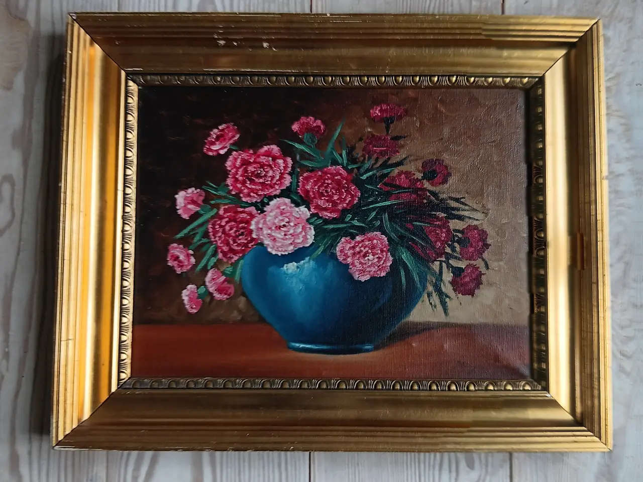 Billede 1 - Blomstermaleri i guldramme