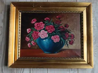 Blomstermaleri i guldramme 